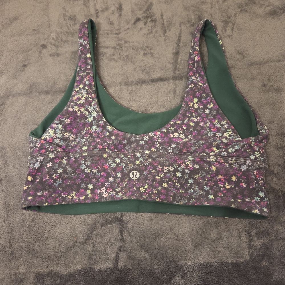 Lululemon Align Reversible Bra A/B Cup. Sz 8.Fleur Motion Multi Everglade